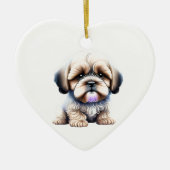 Gepersonaliseerde Lhasa Apso Puppy Keramisch Ornament (Voorkant)