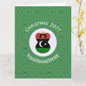 Gepersonaliseerde Libische engel kerst vlag Kaart (Gele Bloem)