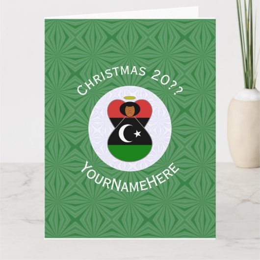 Gepersonaliseerde Libische engel kerst vlag Kaart (Voorkant)