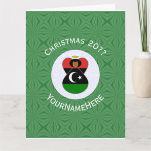 Gepersonaliseerde Libische engel kerst vlag Kaart