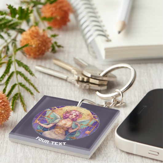 GEPERSONALISEERDE LIBRA ZODIAC TEKEN SLEUTELHANGER (Voorkant Rechts)