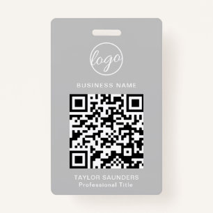 Gepersonaliseerde Licht Grijs Logo QR Code ID Mede Badge