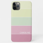Gepersonaliseerde Licht Roze Lime Groen Gestreepte Case-Mate iPhone Case (Achterkant)