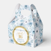 Gepersonaliseerde Lichtblauw Sweet Sixteen Gold Gl Bedankdoosjes (Voorkant Zijde)