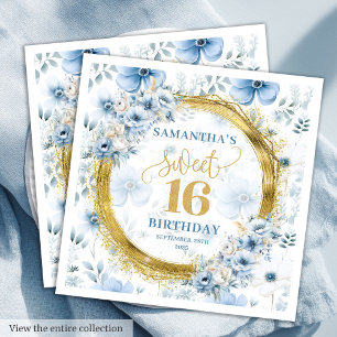 Gepersonaliseerde Lichtblauw Sweet Sixteen Gold Gl Servet