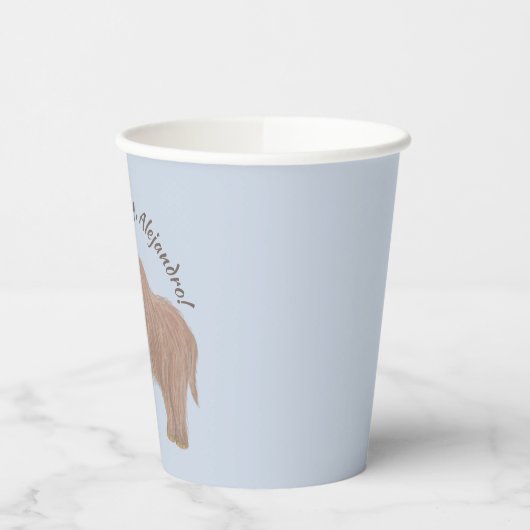 Gepersonaliseerde lichtblauwe, bruine wollige mamm papieren bekers (Links)