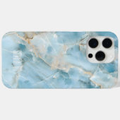 Gepersonaliseerde Lichtblauwe Edelsteen Moderne Ch Case-Mate iPhone Case (Achterkant (horizontaal))