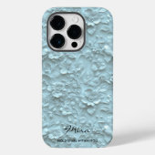 Gepersonaliseerde Lichtblauwe Geborduurde Bloemen  Case-Mate iPhone Case (Achterkant)