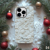 Gepersonaliseerde Lichtblauwe Geborduurde Bloemen  Case-Mate iPhone Case