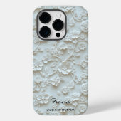 Gepersonaliseerde Lichtblauwe Geborduurde Bloemen  Case-Mate iPhone Case (Achterkant)