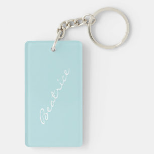 Gepersonaliseerde Lichtblauwe Minimalistische Brui Sleutelhanger
