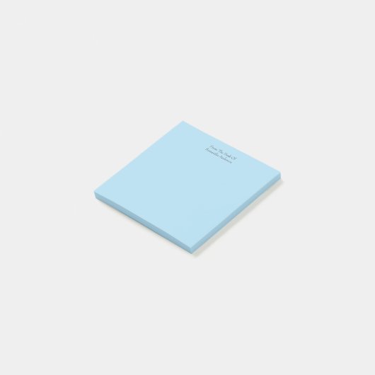 Gepersonaliseerde Lichtblauwe Post it Note pads (Schuin)