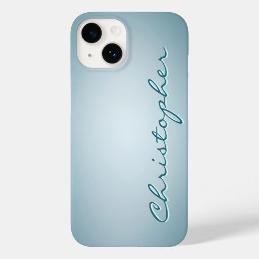 Gepersonaliseerde lichtblauwe Radiale Textuur Case-Mate iPhone Case (Achterkant)