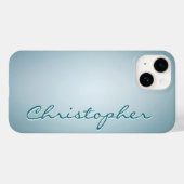 Gepersonaliseerde lichtblauwe Radiale Textuur Case-Mate iPhone Case (Achterkant (horizontaal))