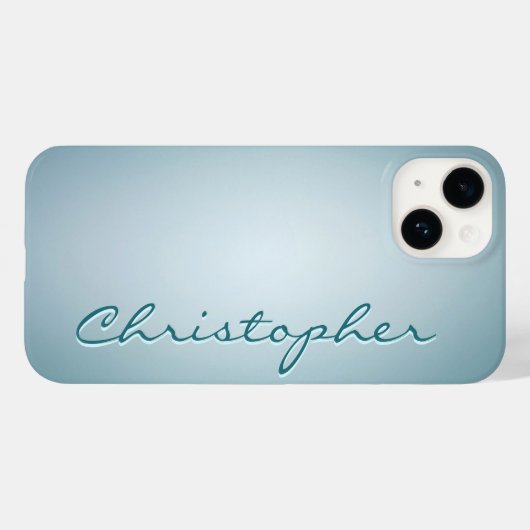 Gepersonaliseerde lichtblauwe Radiale Textuur Case-Mate iPhone Case (Achterkant (horizontaal))