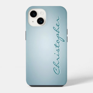 Gepersonaliseerde lichtblauwe Radiale Textuur iPhone 14 Hoesje