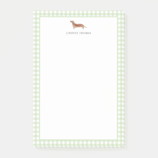 Gepersonaliseerde lichtbruine Dachshund met groene Post-it® Notes (Voorkant)