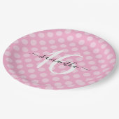 Gepersonaliseerde Lichtroze Polka Dot Sweet 16 Papieren Bordje (Gekanteld)