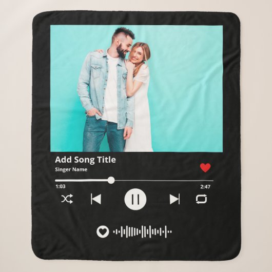 Gepersonaliseerde Liedcode Scanbare Muziek Koppel Sherpa Deken (Voorkant)