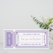 Gepersonaliseerde liefde coupons – Pastel Lila Val Kaart (Staand voorkant)