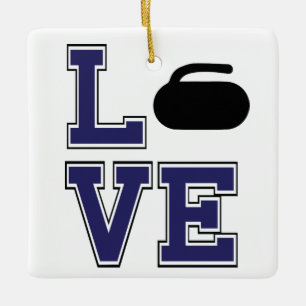 Gepersonaliseerde LIEFDE Curling-Santa's Favoriete Keramisch Ornament