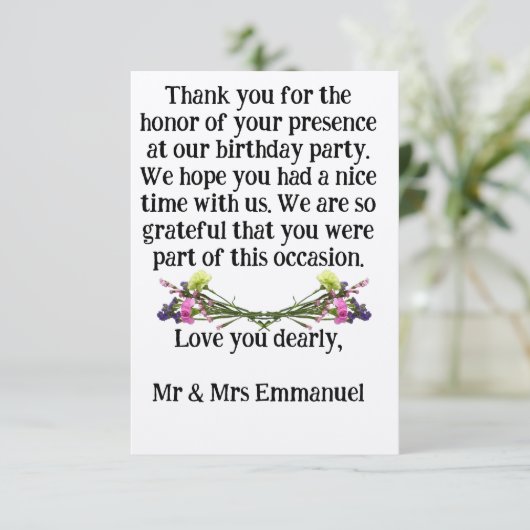 Gepersonaliseerde liefde dankbaarheid Flat Dank u  Bedankkaart (Staand voorkant)