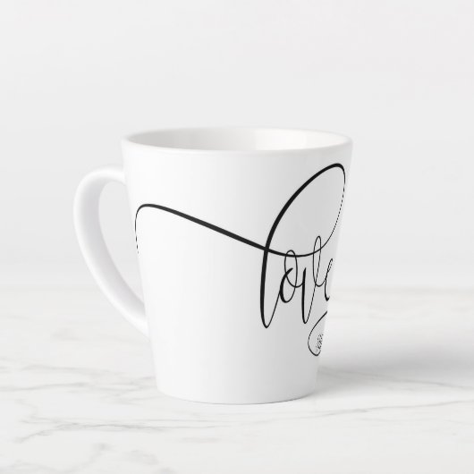 Gepersonaliseerde liefde en oneindig hart latte mok (Linkerhoek)