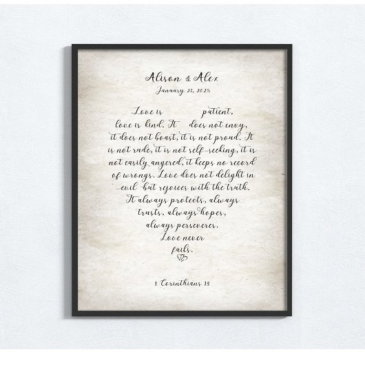 Gepersonaliseerde liefde faalt nooit 1 Corinthiërs Poster