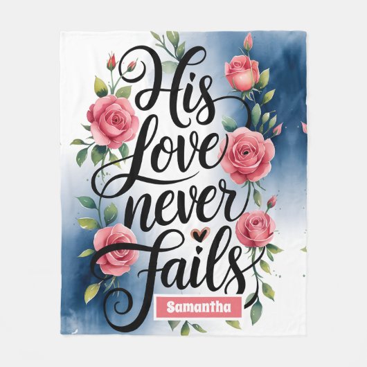 Gepersonaliseerde liefde faalt nooit Christelijk Fleece Deken (Voorkant)