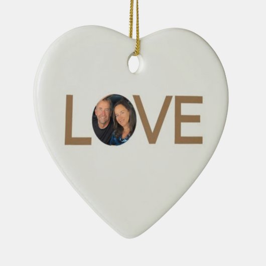 Gepersonaliseerde Liefde Foto Hart Gevormd Keramisch Ornament (Rechts)