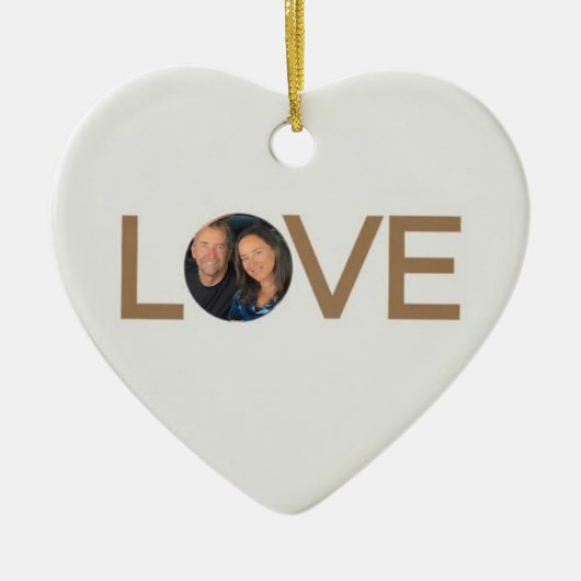 Gepersonaliseerde Liefde Foto Hart Gevormd Keramisch Ornament (Voorkant)