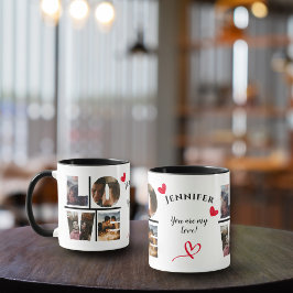 Gepersonaliseerde liefde fotocollage in een modern mok