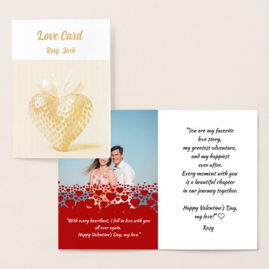 Gepersonaliseerde Liefde Fotokaart – Custom Romant Folie Kaarten (Display)