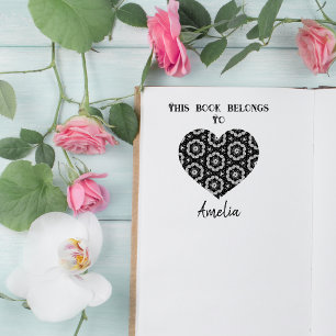 Gepersonaliseerde liefde hart Bookplate Rubberstempel