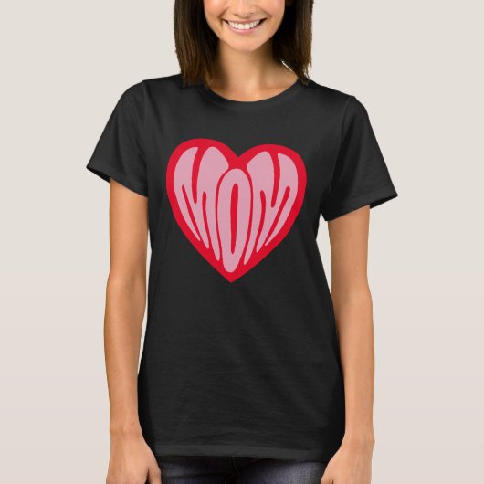 Gepersonaliseerde liefde hart mam Moederdag T-shirt (Voorkant)