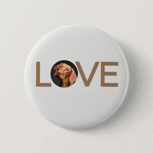 Gepersonaliseerde Liefde Hond Foto Button (Voorkant)