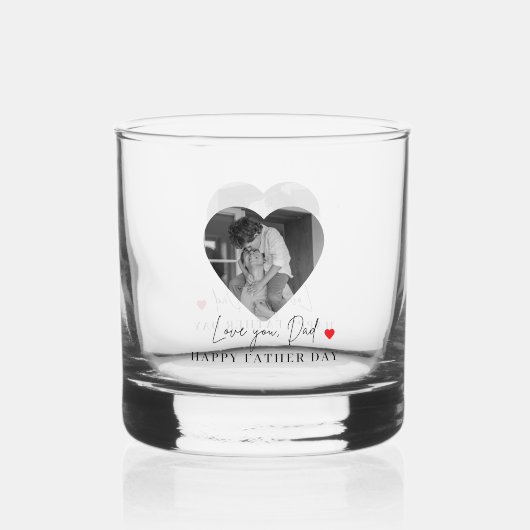 Gepersonaliseerde liefde je vader foto | | Hartgav Whisky Glas (Achterkant)
