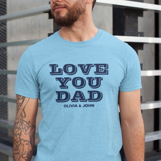 Gepersonaliseerde liefde je vader Vaderdag blauw T-shirt