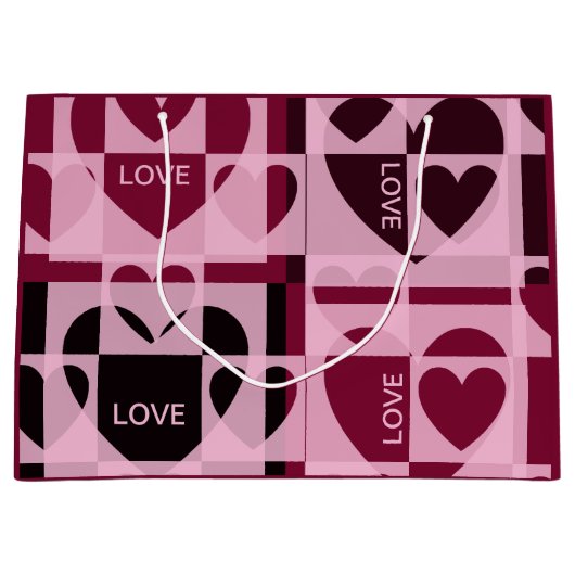 Gepersonaliseerde LIEFDE met Schattigee Roze, Wijn Groot Cadeauzakje (Voorkant)