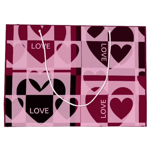 Gepersonaliseerde LIEFDE met Schattigee Roze, Wijn Groot Cadeauzakje (Achterkant)