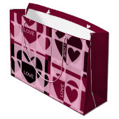 Gepersonaliseerde LIEFDE met Schattigee Roze, Wijn Groot Cadeauzakje (Achterkant Gekanteld)