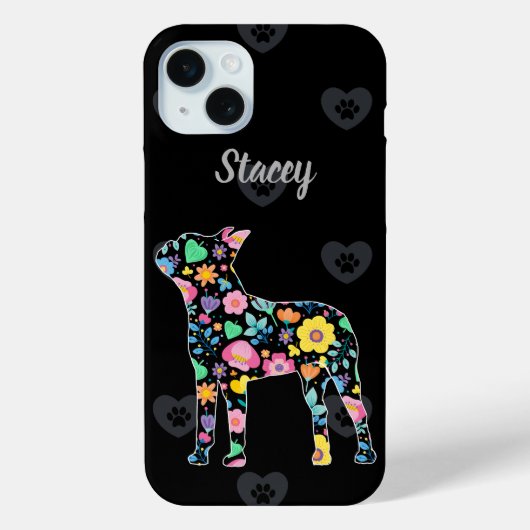 Gepersonaliseerde Liefde Mijn Boston Terrier bloem Case-Mate iPhone Case (Achterkant)