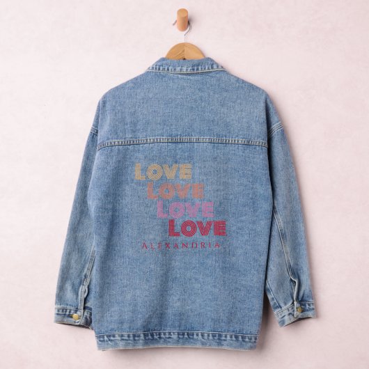 Gepersonaliseerde liefde moderne typografie denim jacket (Hangar)