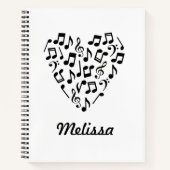 Gepersonaliseerde liefde muziek hart groot notitieboek (Voorkant)