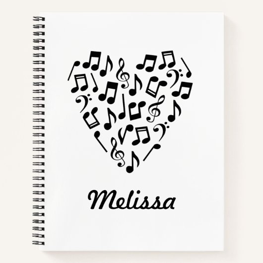 Gepersonaliseerde liefde muziek hart groot notitieboek (Voorkant)
