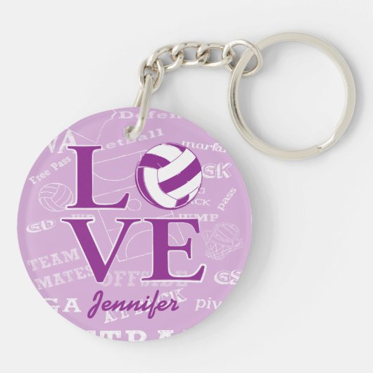 Gepersonaliseerde liefde netball ontwerp Acryl Sleutelhanger (Achterkant)