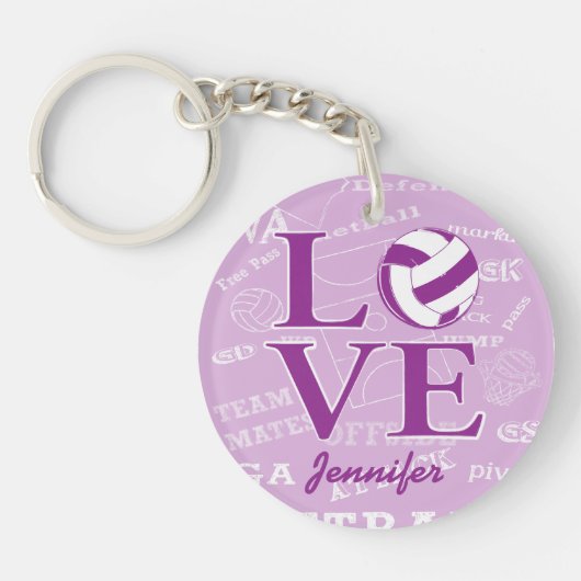 Gepersonaliseerde liefde netball ontwerp Acryl Sleutelhanger (Voorkant)