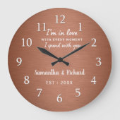 Gepersonaliseerde Liefde Quote Koper Trouwen Jubil Grote Klok (Voorkant)