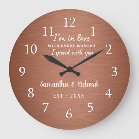 Gepersonaliseerde Liefde Quote Koper Trouwen Jubil Grote Klok (Voorkant)