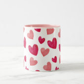 Gepersonaliseerde Liefde Roze en rood snoep harten Tweekleurige Koffiemok (Center)